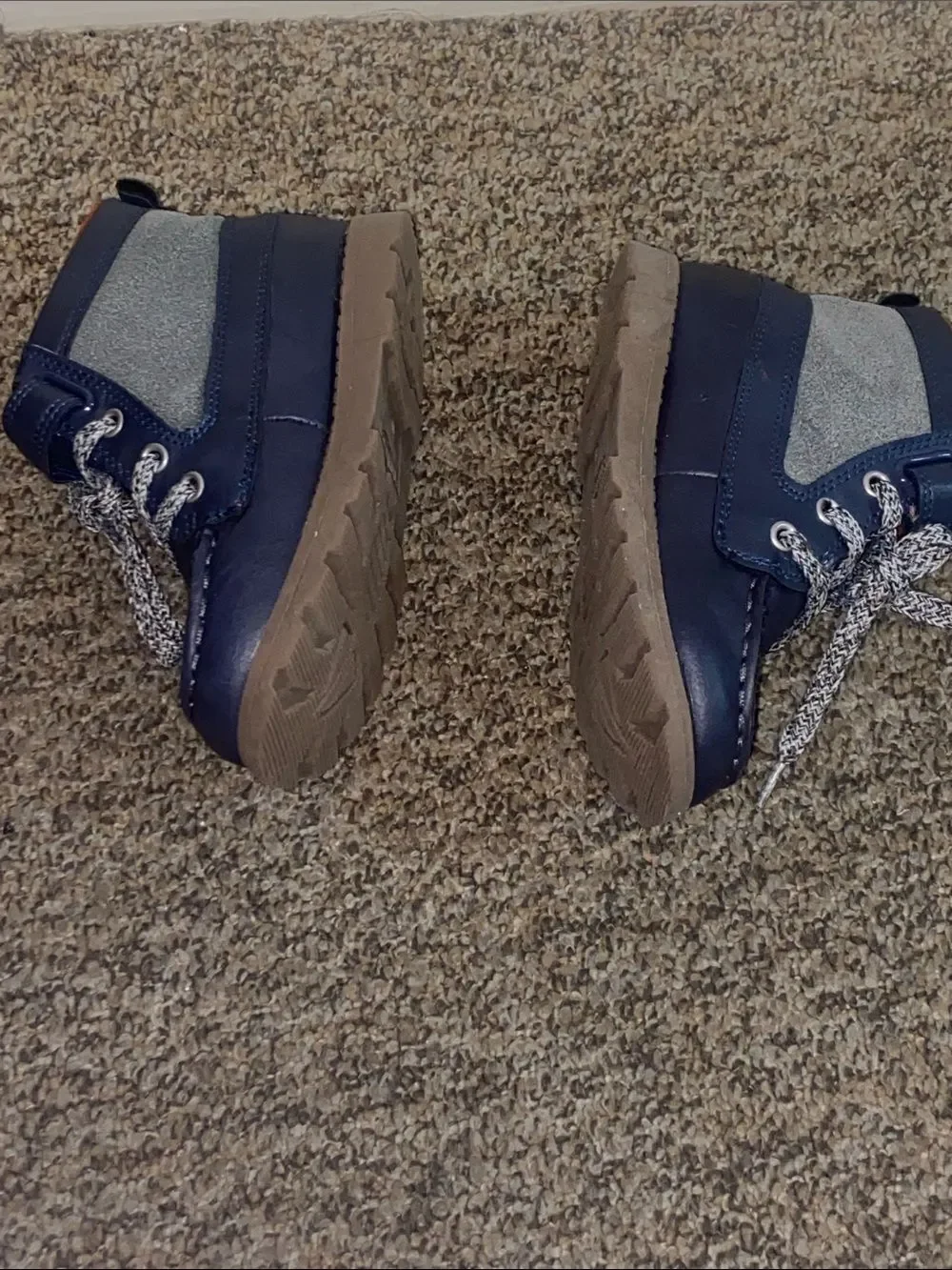 Carter's Navy Lace-Up Kids Sneakers with Rust Interior